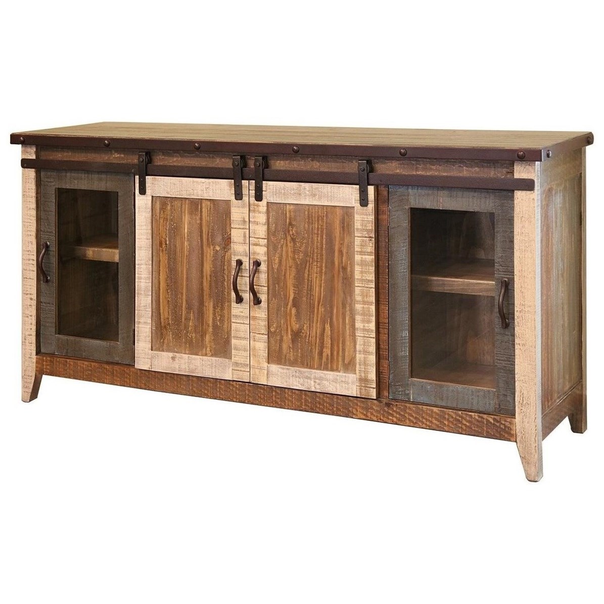 International Furniture Direct 900 Antique IFD962STAND70 Rustic 70" TV